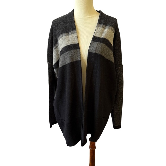 VINCE VARIEGATED OVERSIZED CARDIGAN WOOL CASHMERE CLASSIC MINIMALIST CHIC LUXE M - Picture 2 of 10